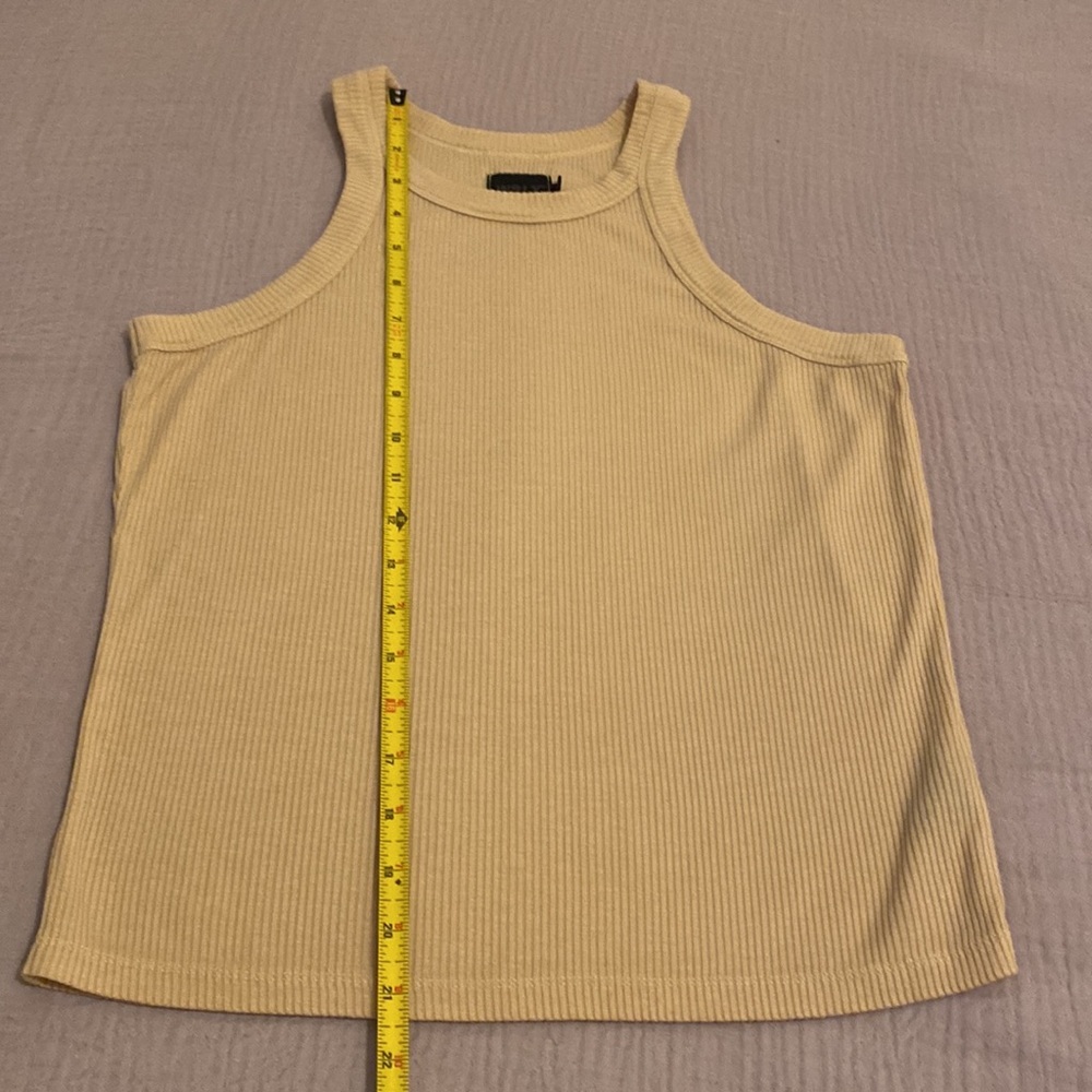 WSLY Yellow Ribbed Tank Top. Size S - Picture 2 of 6